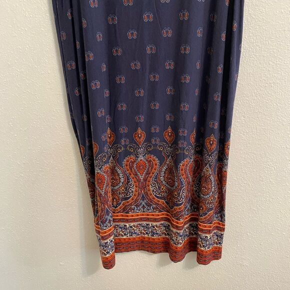 Lucky XL Navy Knit Paisley Print Dress, Boho AOP, Bohemian, Retro Style OF-1 - Picture 8 of 12